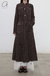 Mutedance 24 Autumn and Winter Button Slim Fit Wool Long Coat MD-MD24FW14-BROWN